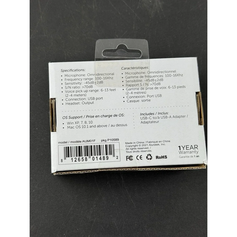 Aluratek‎ AUM01F Omnidirectional USB Microphone With Mute Button